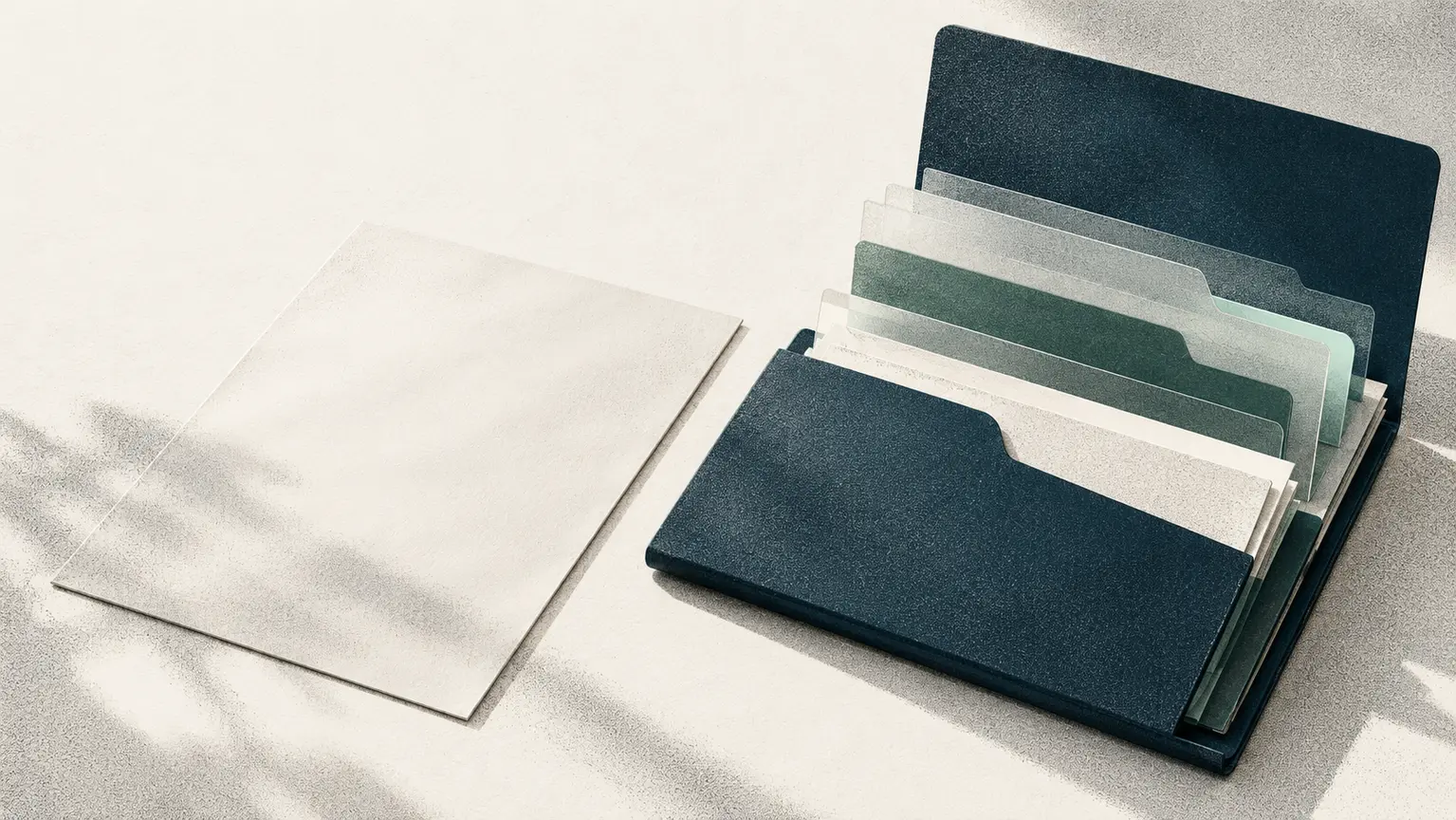 Two layered documents showing the difference between a headline listing and an operating brief.