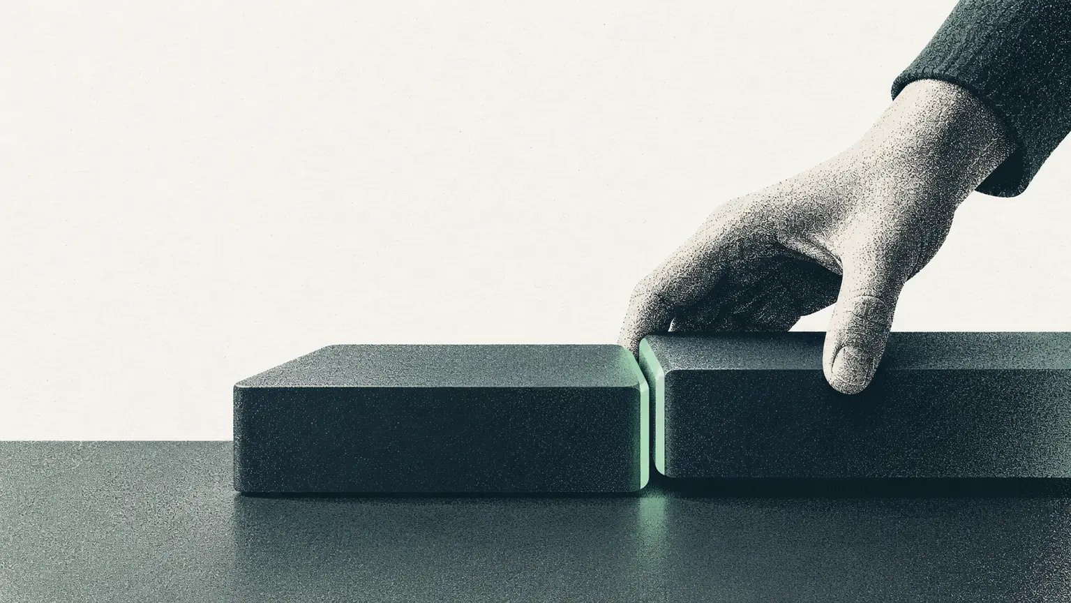 A close inspection of a joint between two working systems.