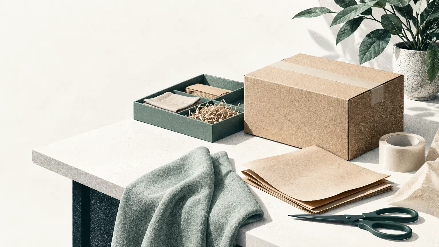 A product and packing detail showing the operational side of e-commerce.