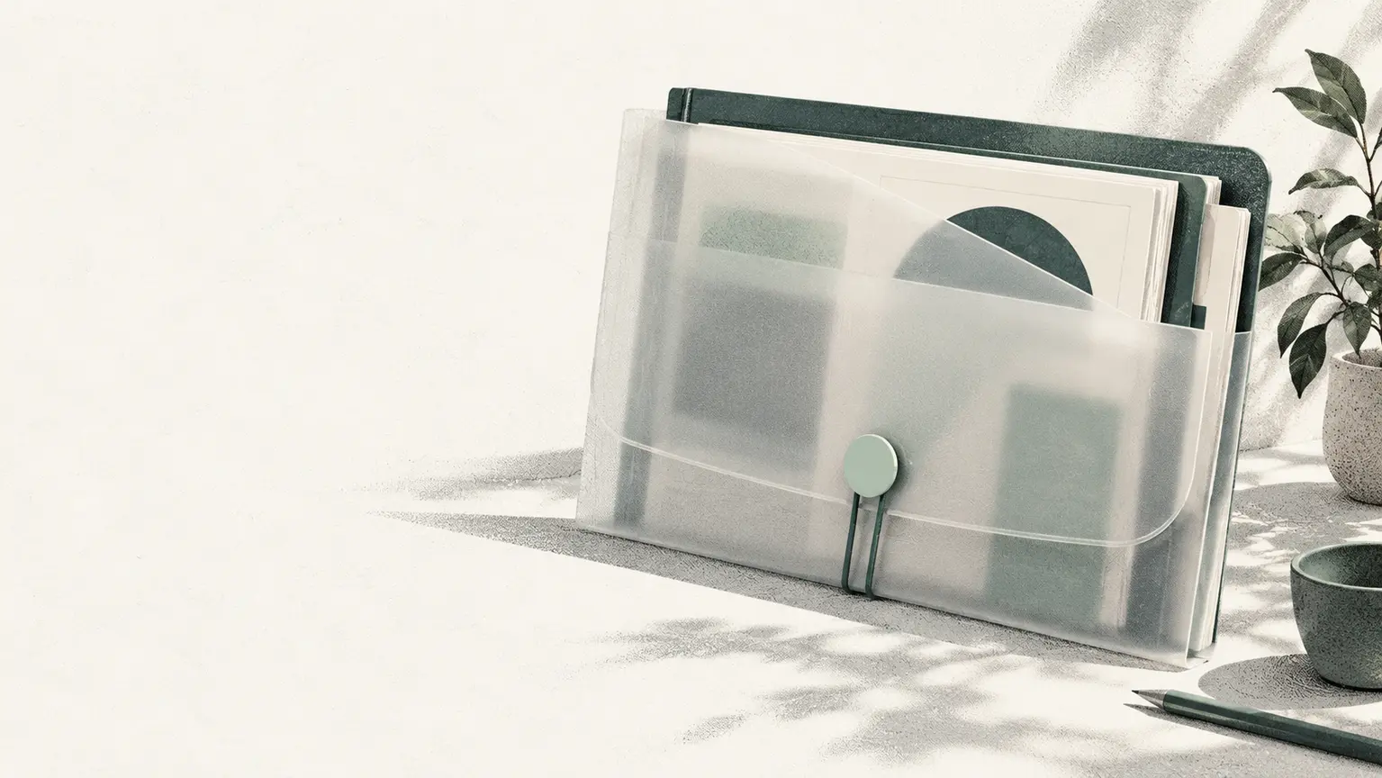 A layered folder revealing a useful outer page while protecting inner material.